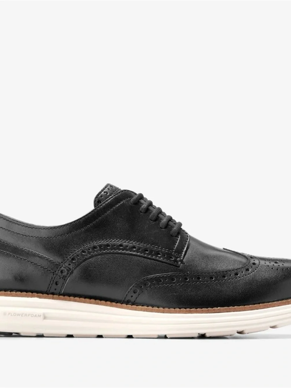 Cole Haan Black Leather Derby with White Sole